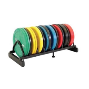 Rack horizontal de piso para discos olímpicos 8 espacios 1.22 mts largo